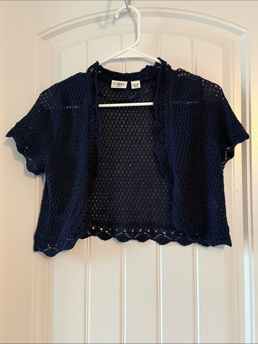 Cato Navy Crochet Short Sleeve Bolero